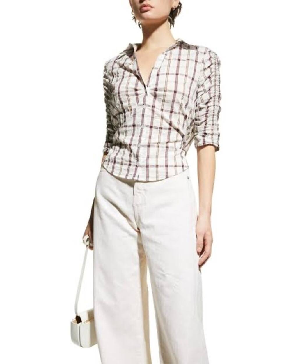 Veronica Beard Porta Ruched Button-Up Size M